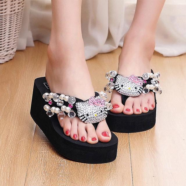 Bedazzled Hello-kitty Flip Flops