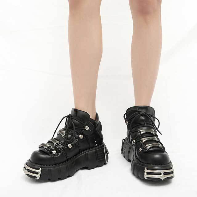 Heavy Metal Lace-Up Punk Platform Shoes