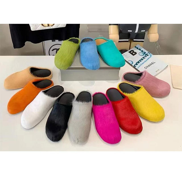Luxury Fuzzy Flat Slides