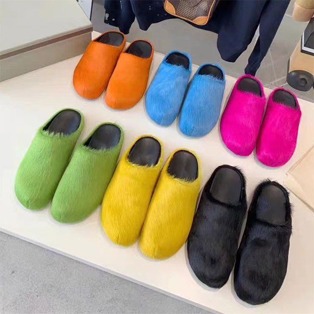 Luxury Fuzzy Flat Slides