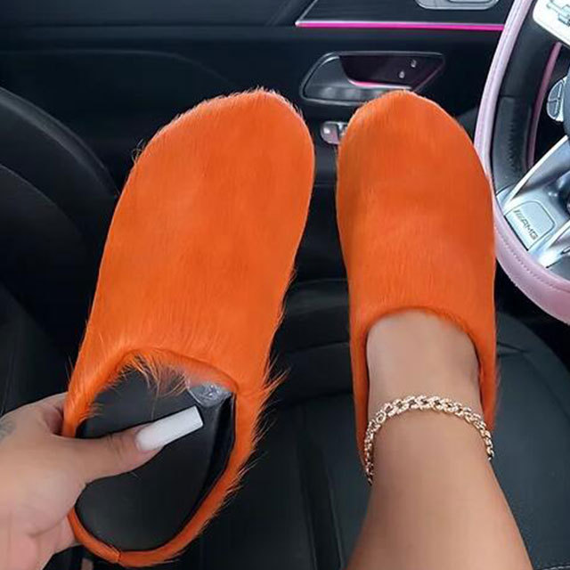 Luxury Fuzzy Flat Slides