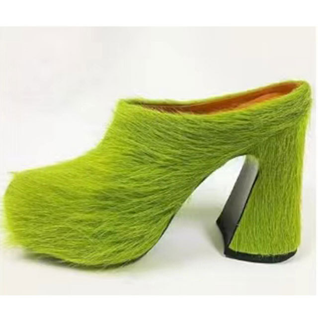 Chunky Heel Platform Slippers
