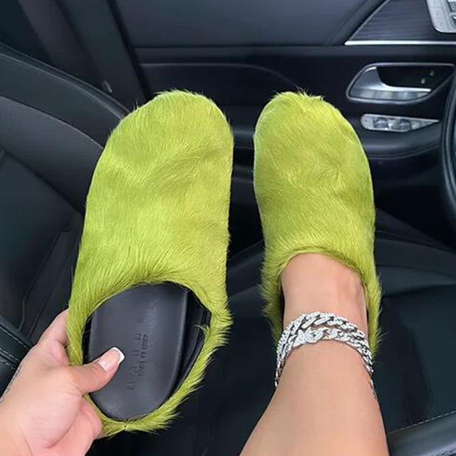 Luxury Fuzzy Flat Slides