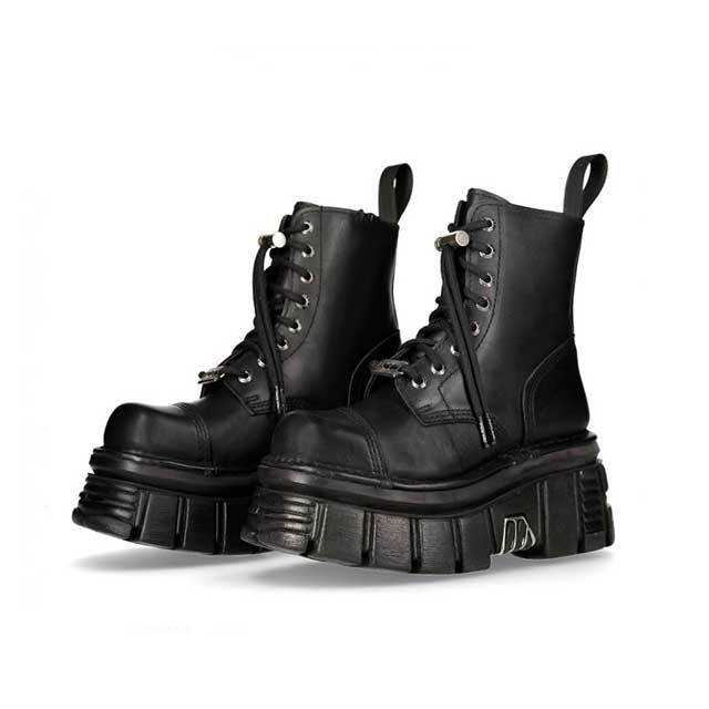 Leather Vintage Lace-Up Platform Boots
