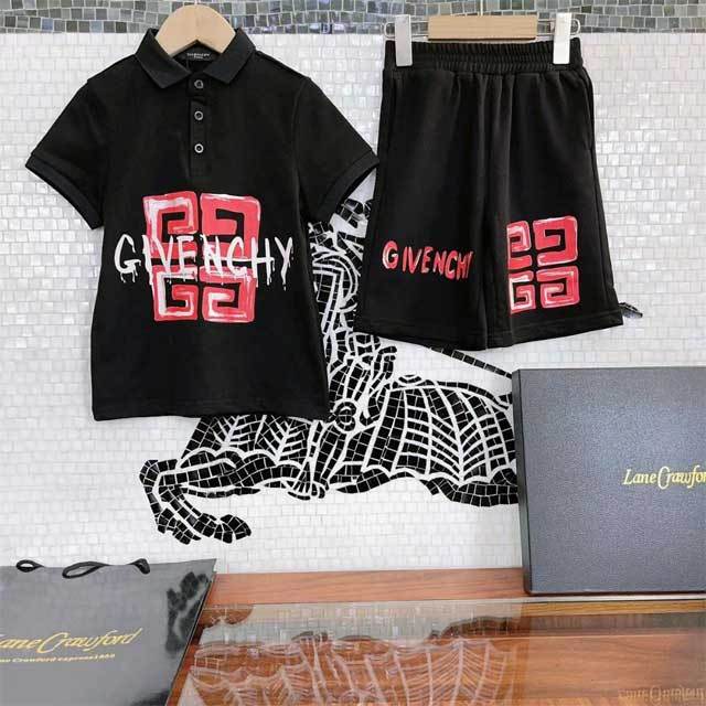 Printed Polo Top Casual Short Set For Kids