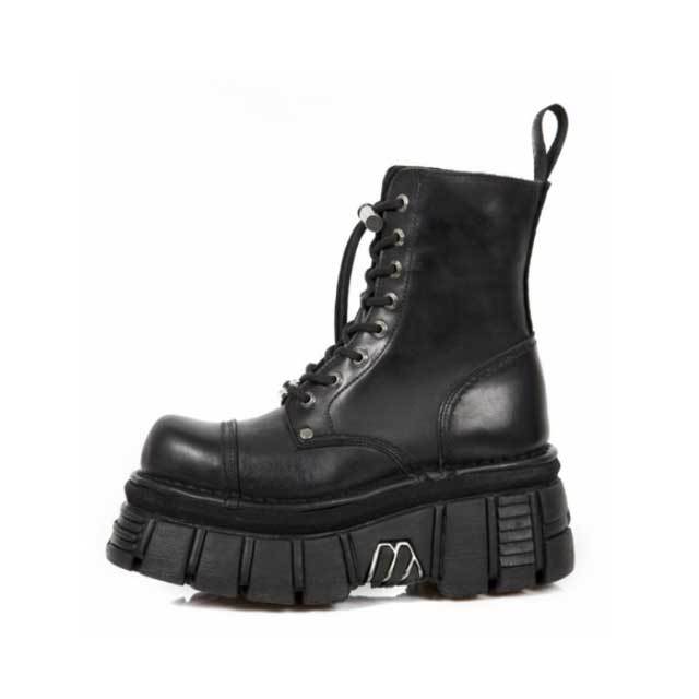 Leather Vintage Lace-Up Platform Boots