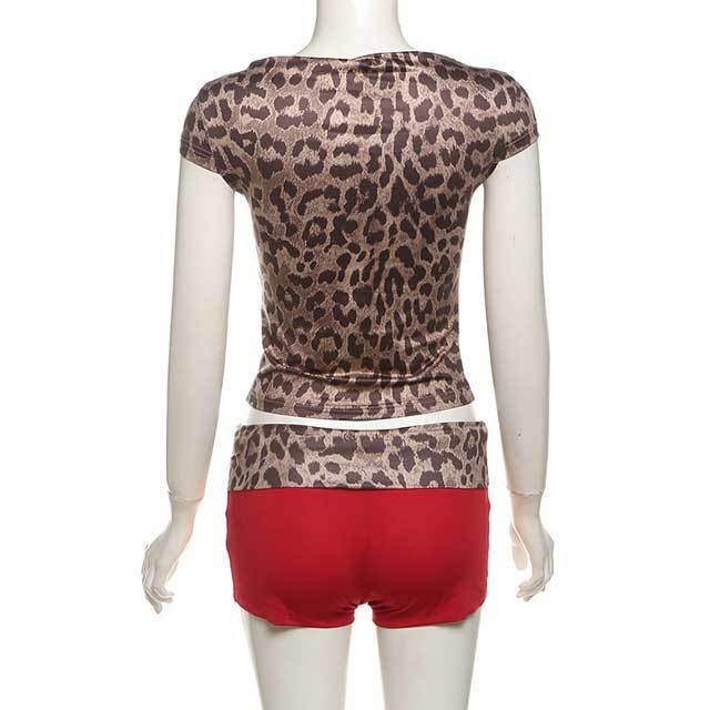 Leopard Print Fitted Short Set