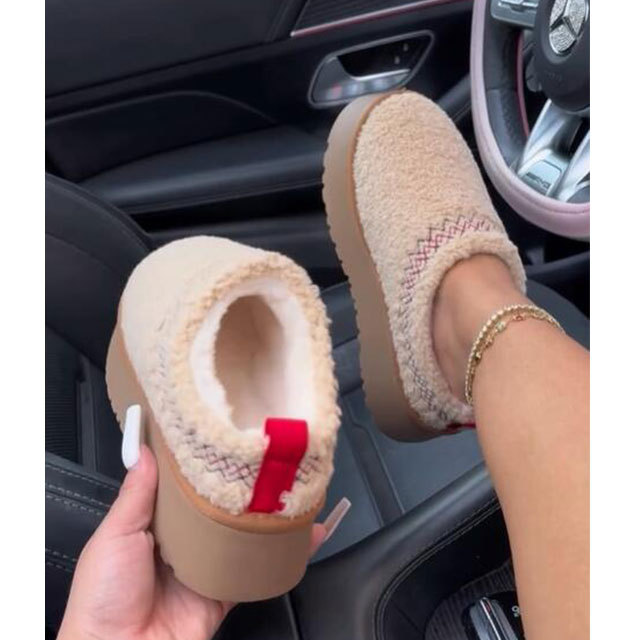 Thick-soled Curly Fur Casual Loafers
