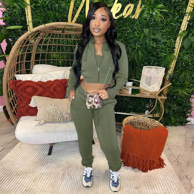 Basic Fall 3 Piece Tracksuit Set