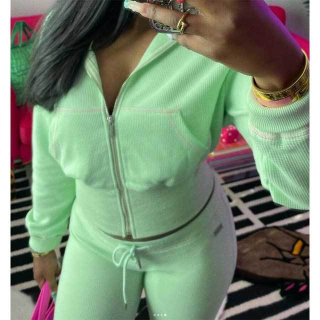 Zipper Long Sleeve Fall Tracksuit Set