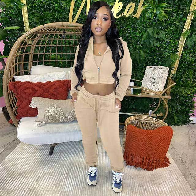 Basic Fall 3 Piece Tracksuit Set