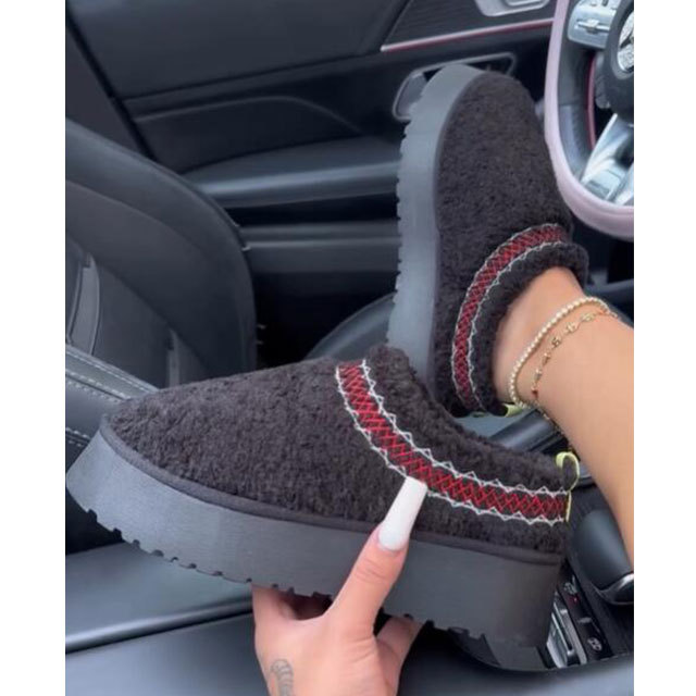Thick-soled Curly Fur Casual Loafers