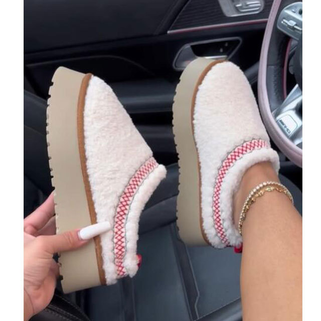 Thick-soled Curly Fur Casual Loafers