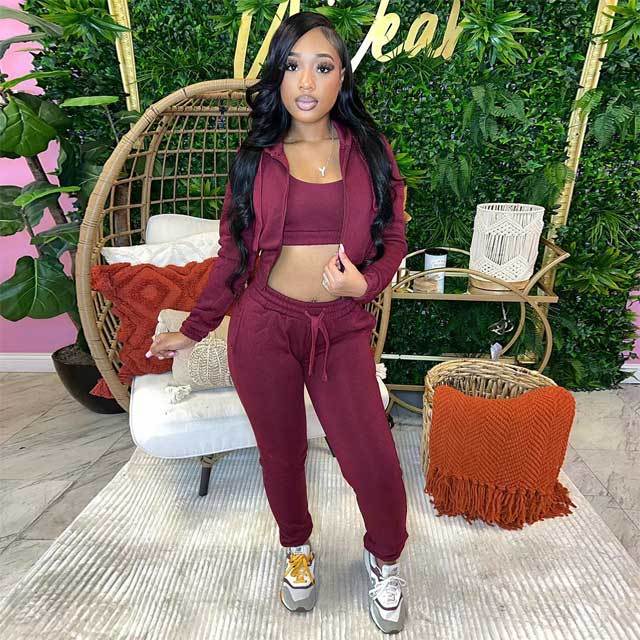 Basic Fall 3 Piece Tracksuit Set