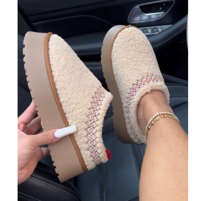 Thick-soled Curly Fur Casual Loafers