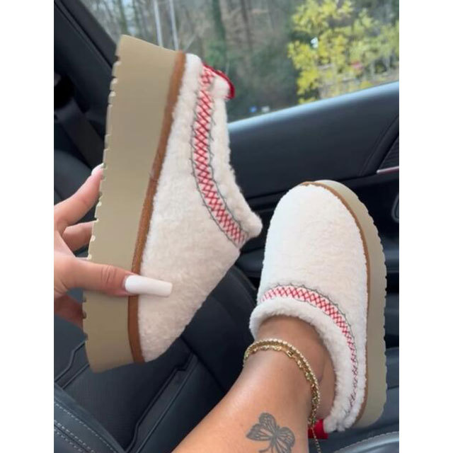 Thick-soled Curly Fur Casual Loafers