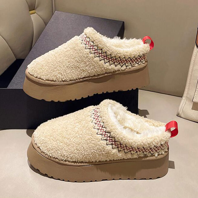 Thick-soled Curly Fur Casual Loafers