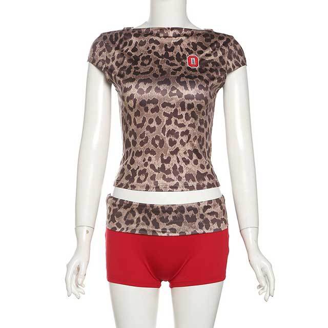 Leopard Print Fitted Short Set