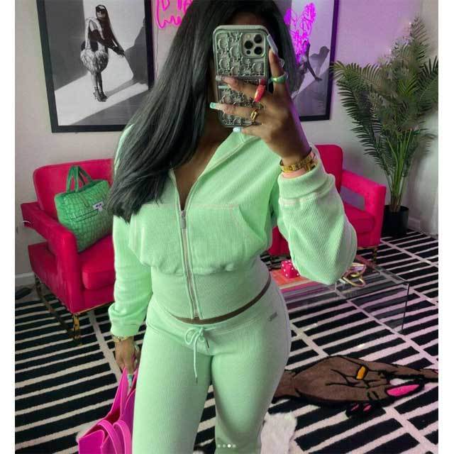 Zipper Long Sleeve Fall Tracksuit Set
