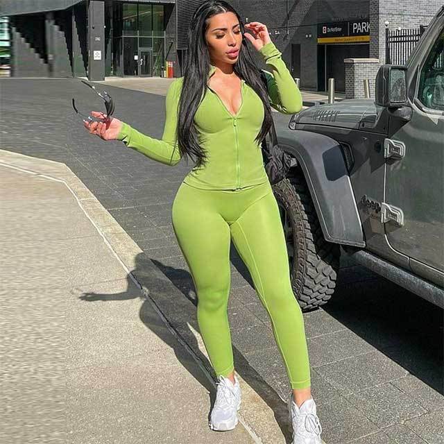 Activewear Long Sleeve Top Skinny Legging Set
