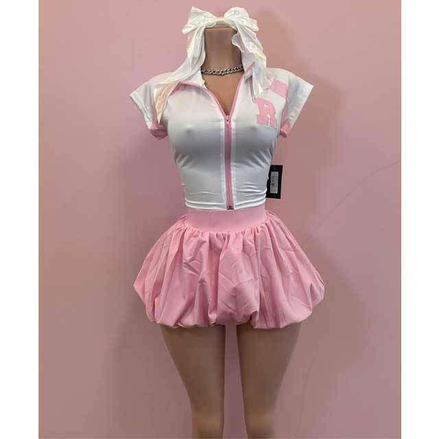 Zipper Top Bubble Skirt Set