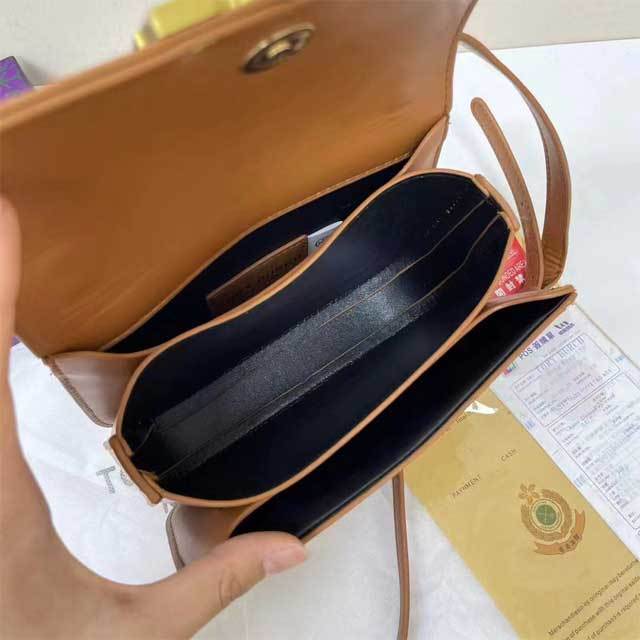 Metal Logo Leather Crossbody Bag