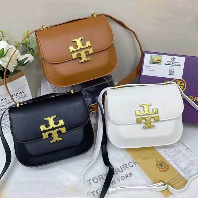 Metal Logo Leather Crossbody Bag