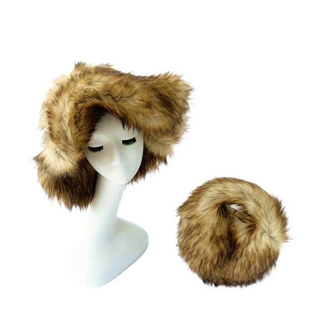 Luxury Faux Fur Bucket Hat Bag Set