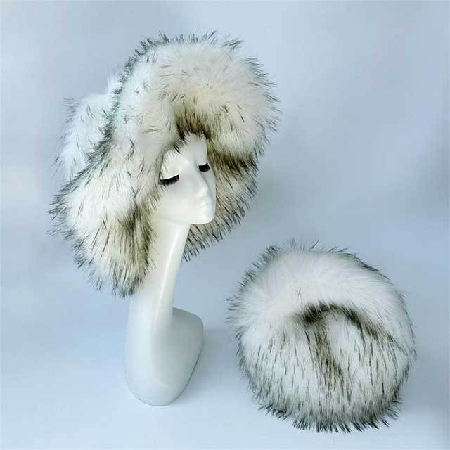 Luxury Faux Fur Bucke Hat Bag Set