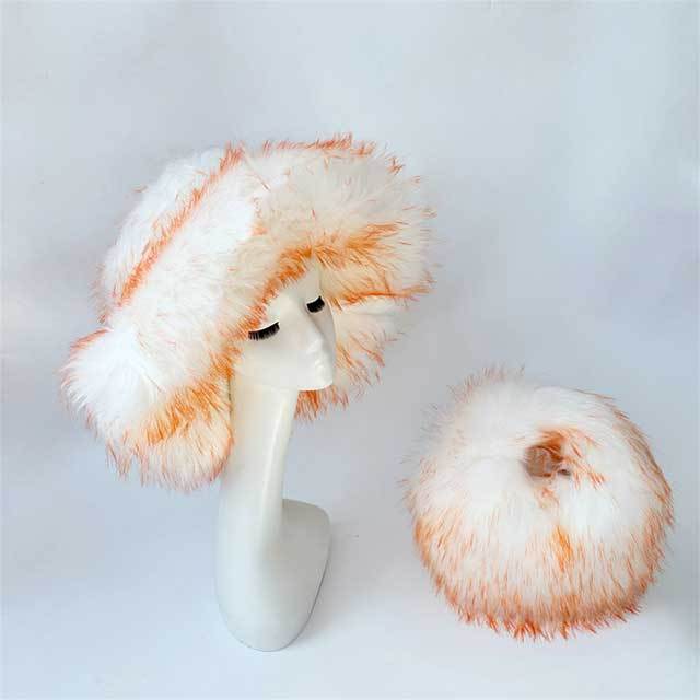 Luxury Faux Fur Bucke Hat Bag Set