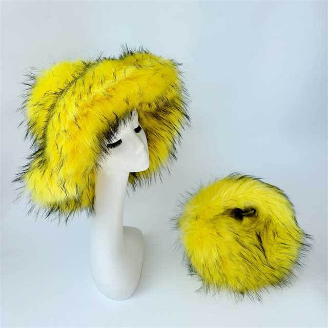Luxury Faux Fur Bucke Hat Bag Set