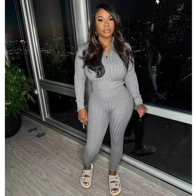 Knit Long Sleeve Fall Tracksuit Set