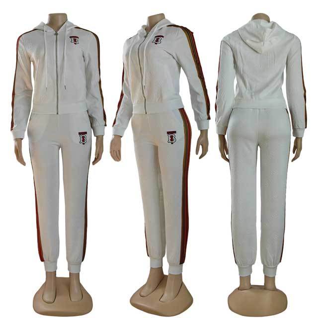 Embroidery Embossing Fall Casual Tracksuit Set