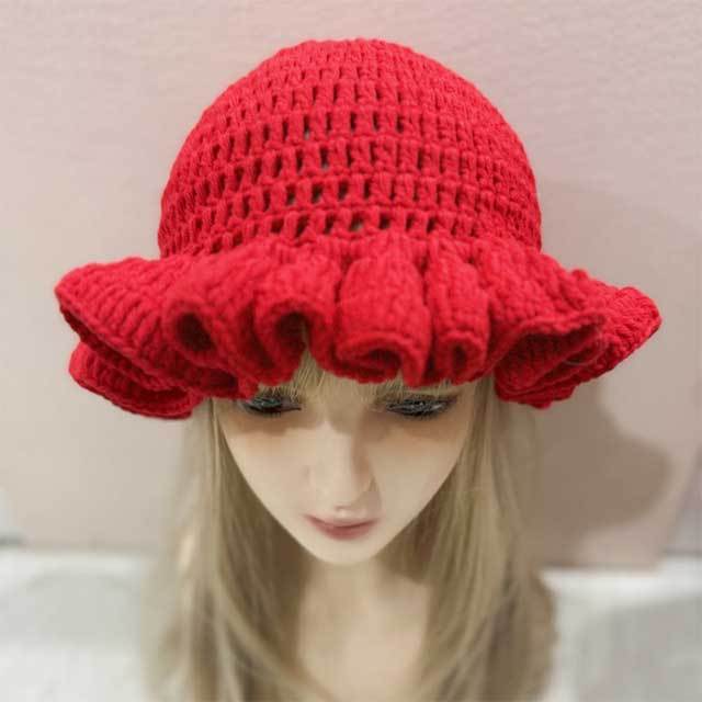 Ruffle Crochet Bucket Hat