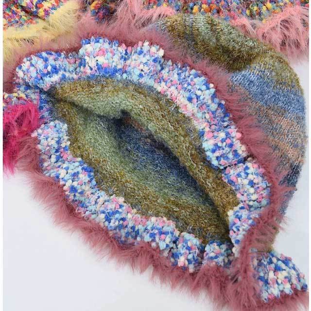 Rainbow Gradient Knitted Bucket Hat