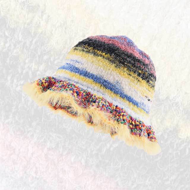 Rainbow Gradient Knitted Bucket Hat