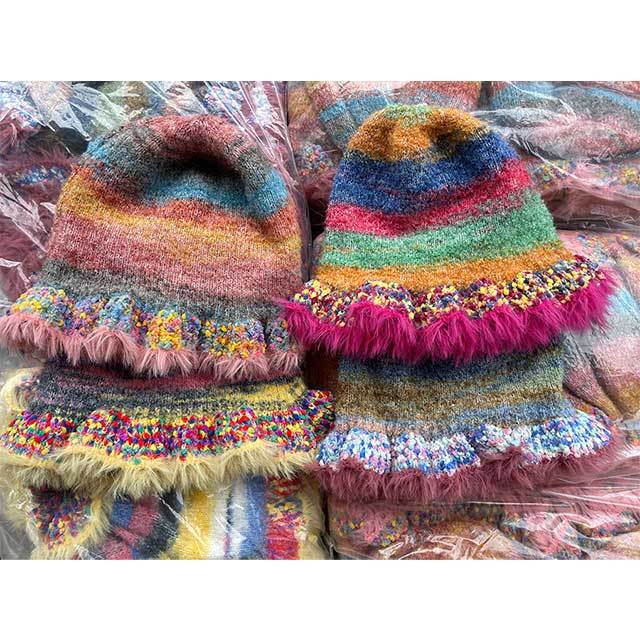 Rainbow Gradient Knitted Bucket Hat