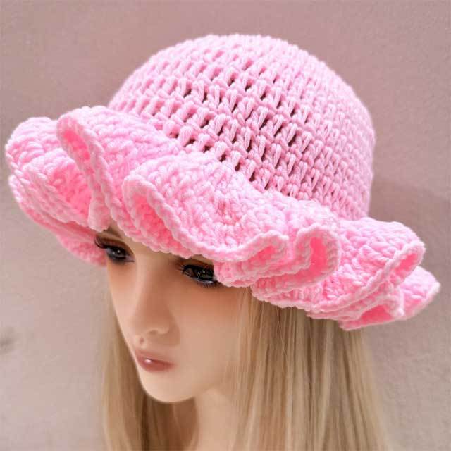Ruffle Crochet Bucket Hat