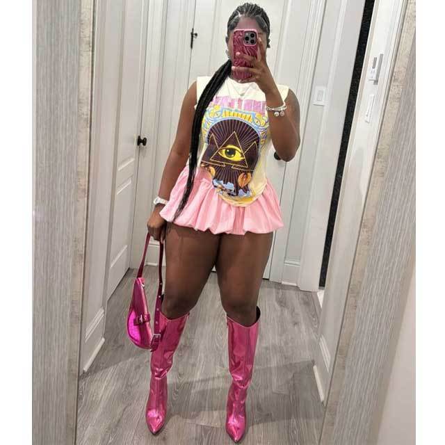 Printed Sleeveless Top Bubble Skirt Set