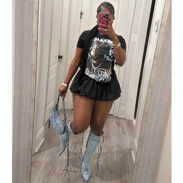 Printed Short Sleeve Top Bubble Skirt Set