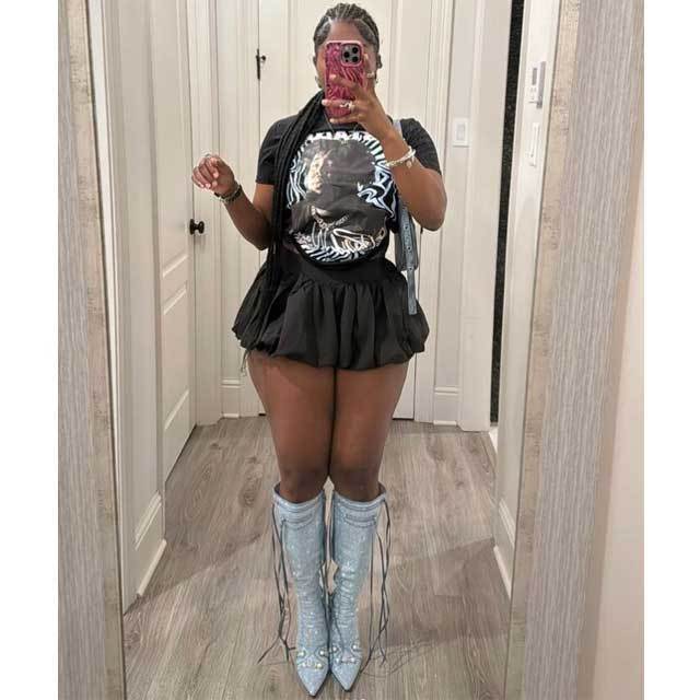 Printed Short Sleeve Top Bubble Skirt Set