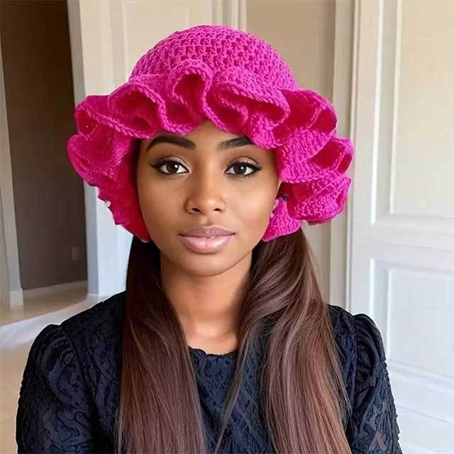 Ruffle Crochet Bucket Hat