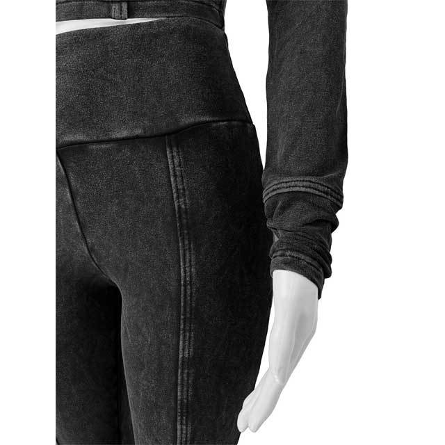 Washed Distressed Hooded Top Bell Pants Set
