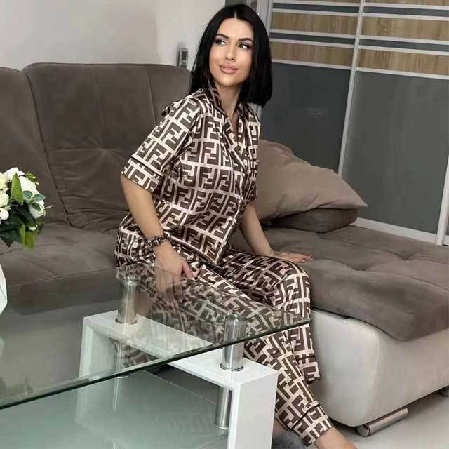 Printed Silk Casual Two Piece Pajamas
