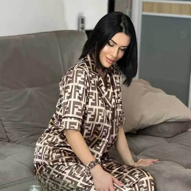 Printed Silk Casual Two Piece Pajamas
