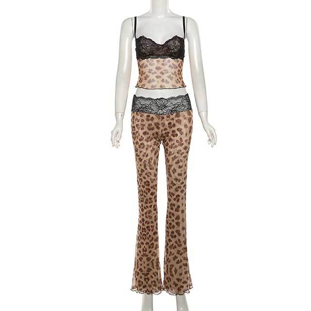 Lace Patchwork Low-waist Pant Set