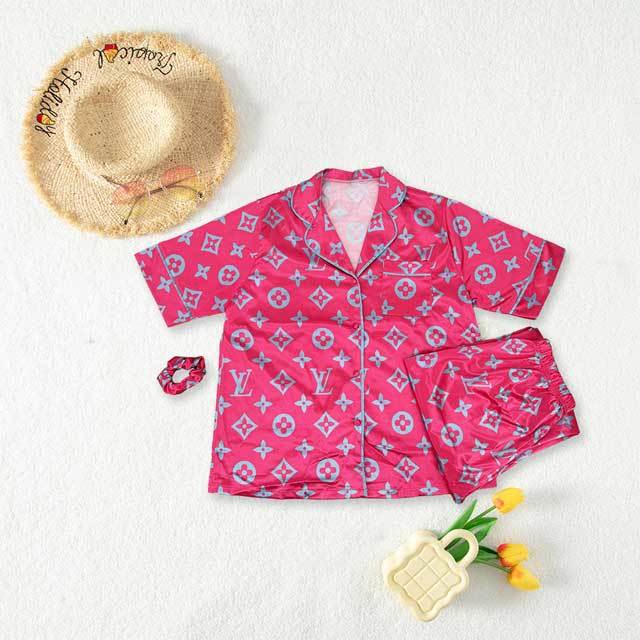 Printed Silk Casual Two Piece Pajamas