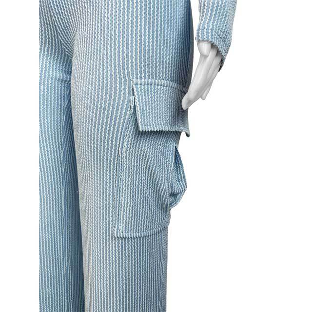 Jacquard Zipper Bodysuit Cargo Pants Set