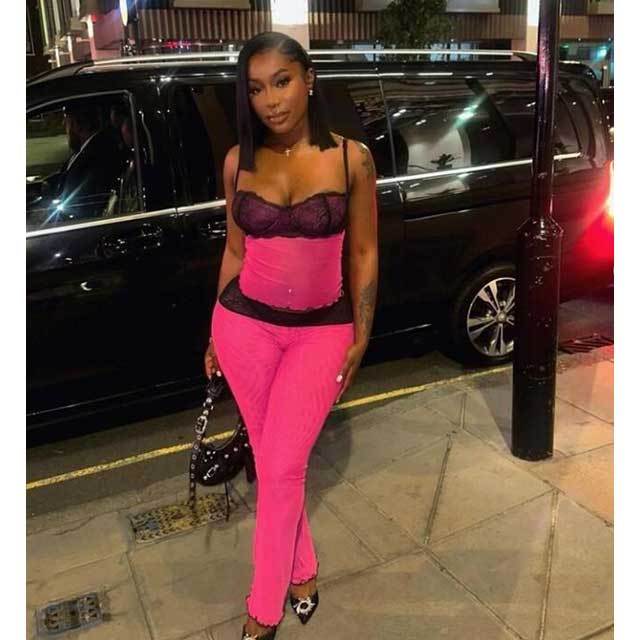 Lace Patchwork Low-waist Pant Set