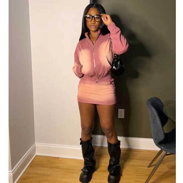 Acid Wash Skirt Set